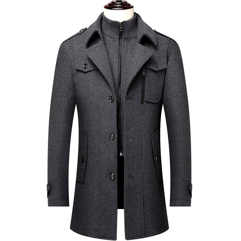 Alexander - Men's Layered Collar Wool Blend Trench Coat 2