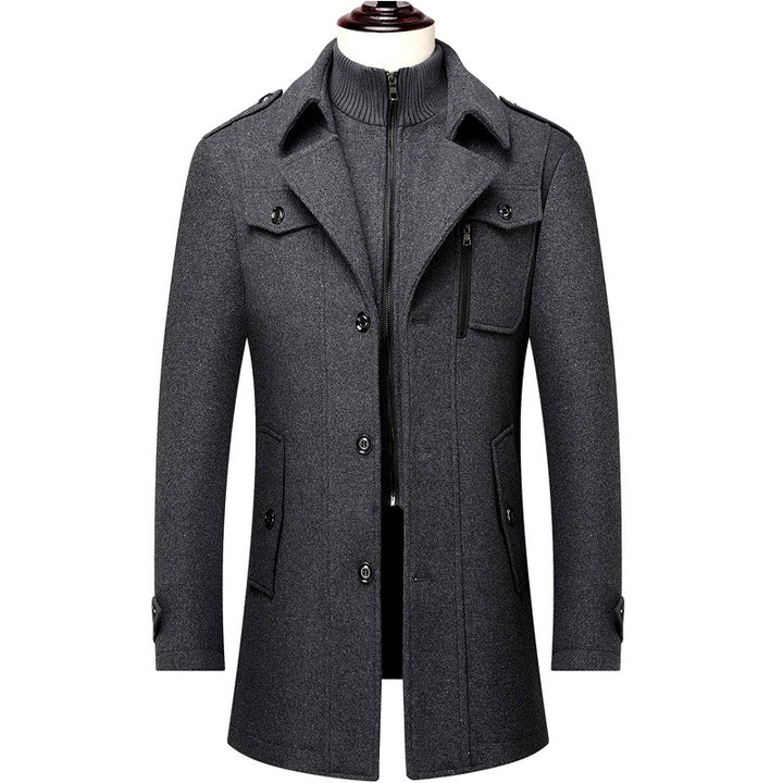 Alexander - Men's Layered Collar Wool Blend Trench Coat 2