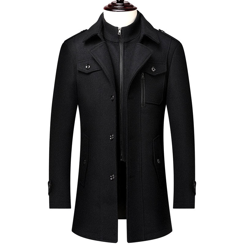 Alexander - Men's Layered Collar Wool Blend Trench Coat 3