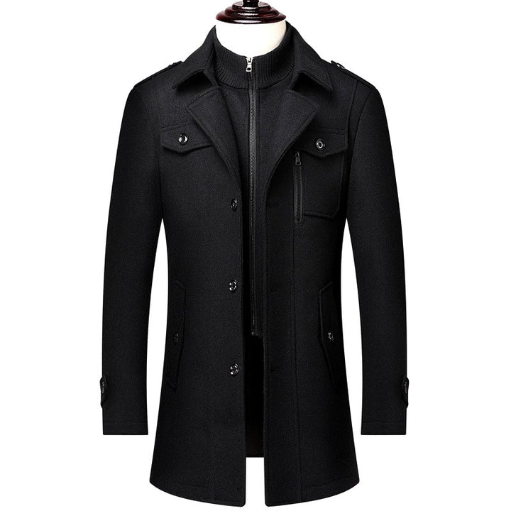 Alexander - Men's Layered Collar Wool Blend Trench Coat 3