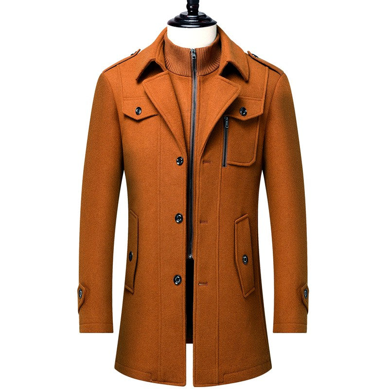 Alexander - Men's Layered Collar Wool Blend Trench Coat 4