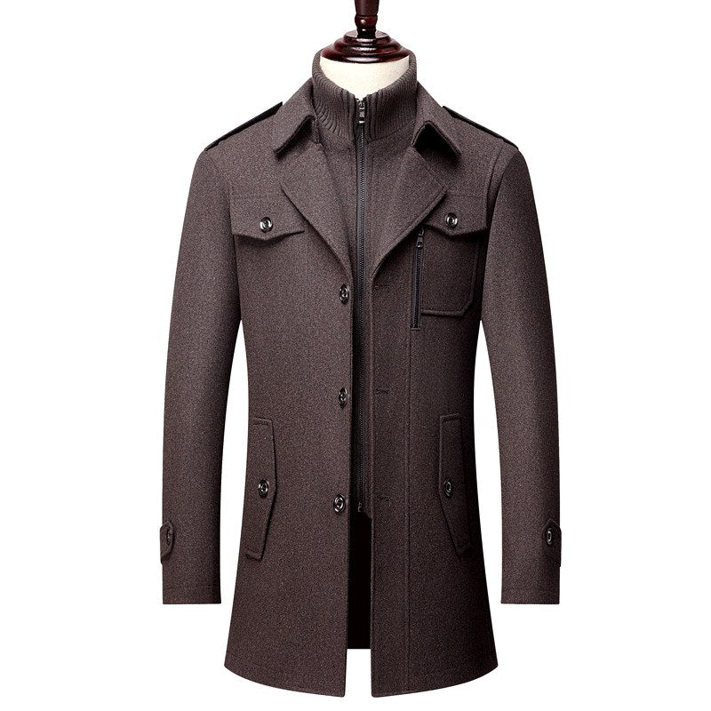 Alexander - Men's Layered Collar Wool Blend Trench Coat 6