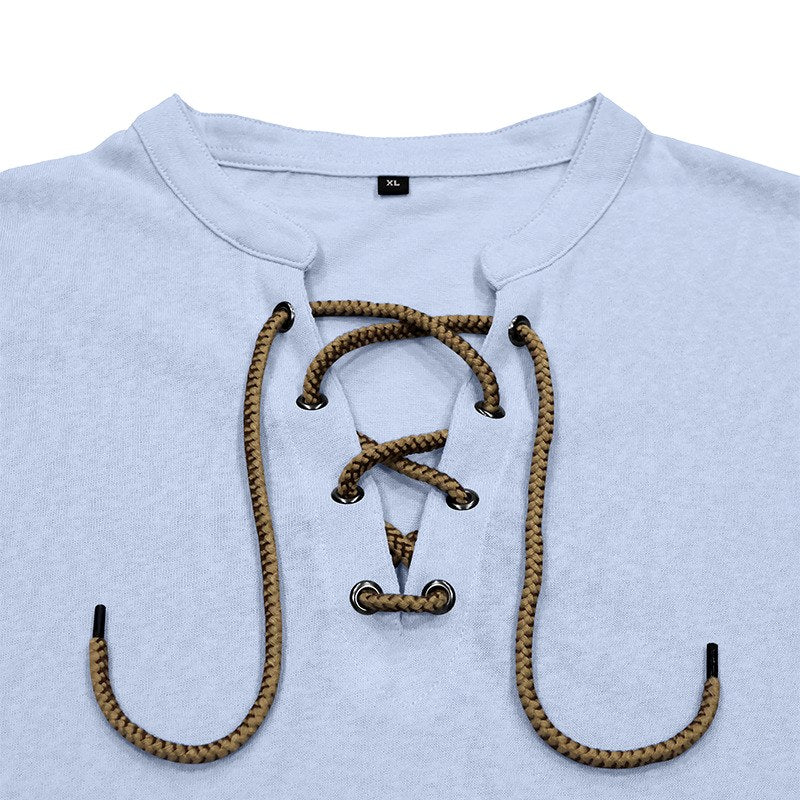 Ali - Men's Lace-Up Long Sleeve Henley Shirt 6