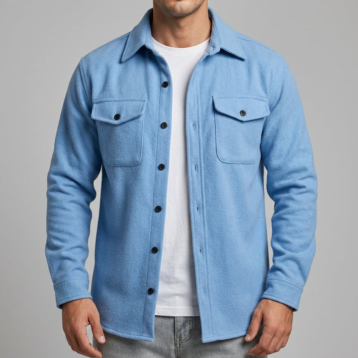 Allen - Men's Button-Front Woven Overshirt with Dual Chest Pockets