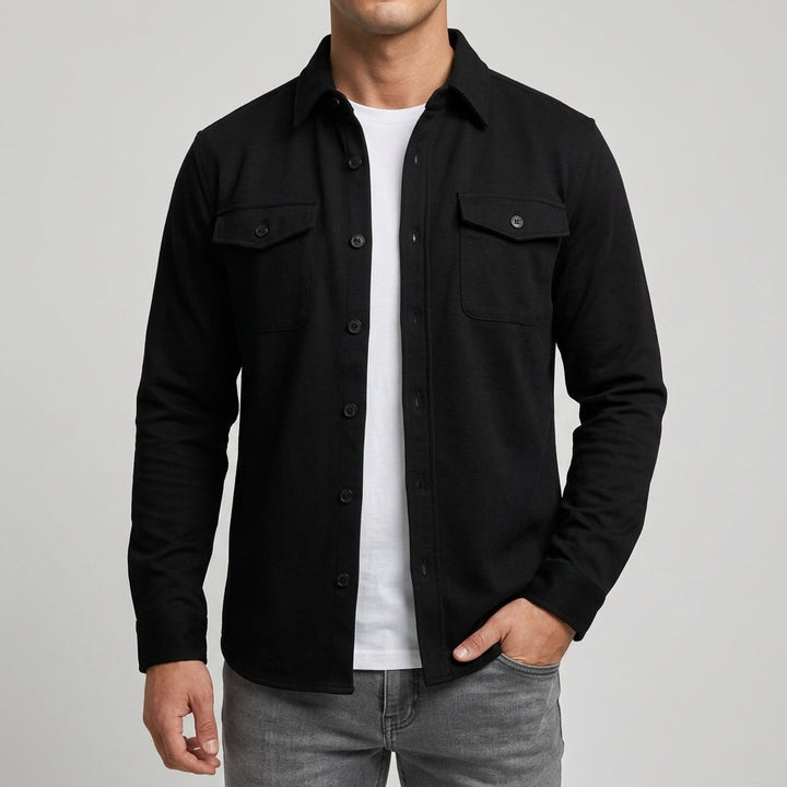 Allen - Men's Button-Front Woven Overshirt with Dual Chest Pockets