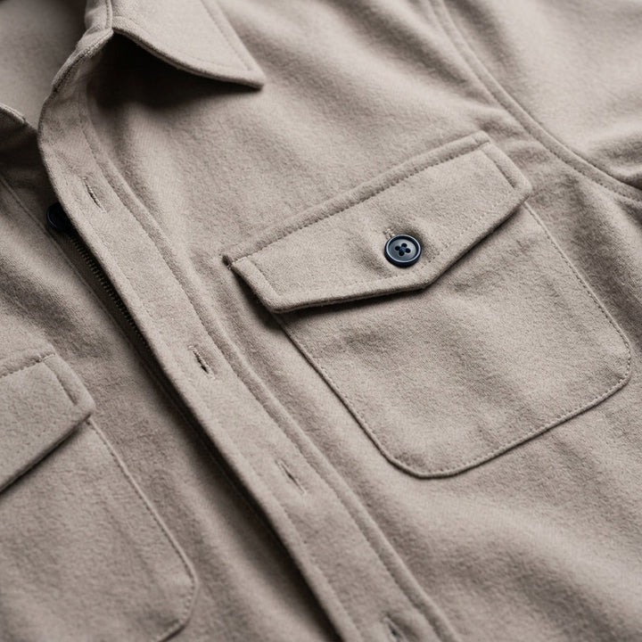 Allen - Men's Button-Front Woven Overshirt with Dual Chest Pockets