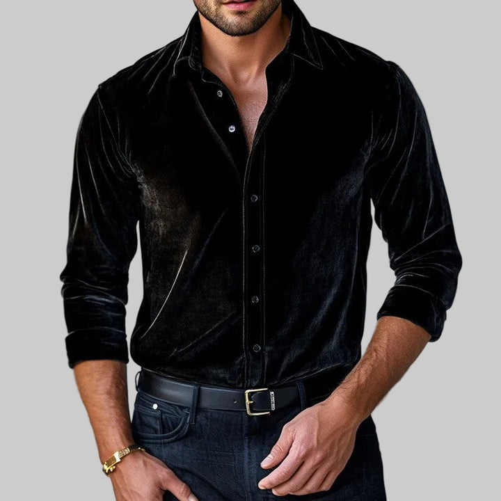 Alvin - Men's Velvet Button-Up Dress Shirt 4