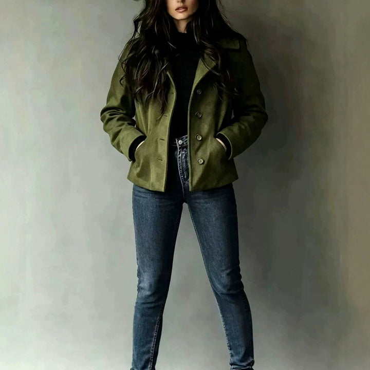 Amanda - Women's Button Front Wool-Blend Coat 10