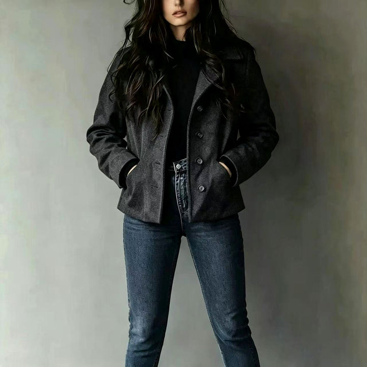 Amanda - Women's Button Front Wool-Blend Coat 2