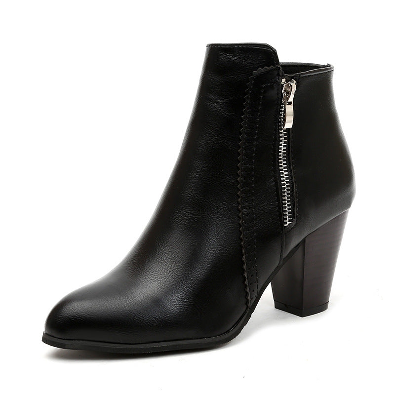Amelie - Women’s Pointed Toe Block Heel Ankle Boots 3