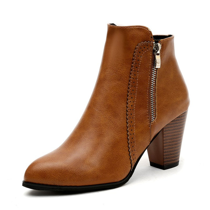Amelie - Women’s Pointed Toe Block Heel Ankle Boots 4