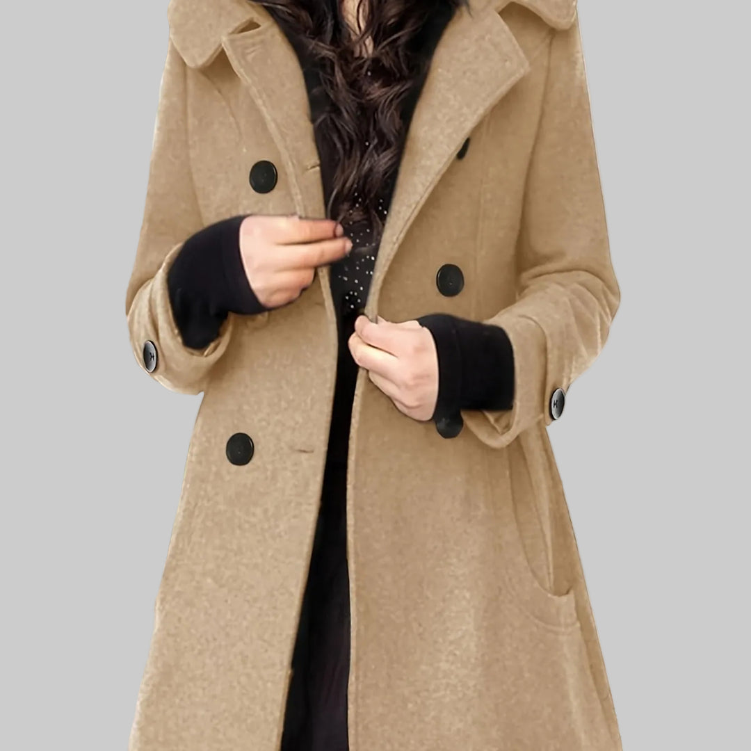 Amoura - Women's Double-Breasted Hooded Coat