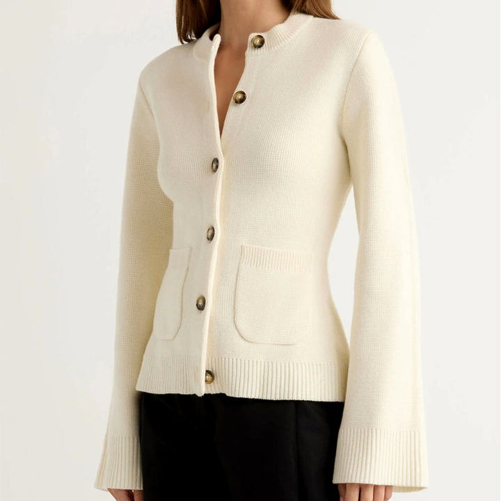 Anais - Women's Knit Button-Up Cardigan with Flared Sleeves 1