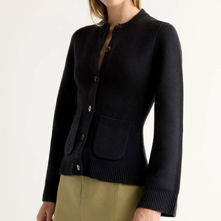 Anais - Women's Knit Button-Up Cardigan with Flared Sleeves 2