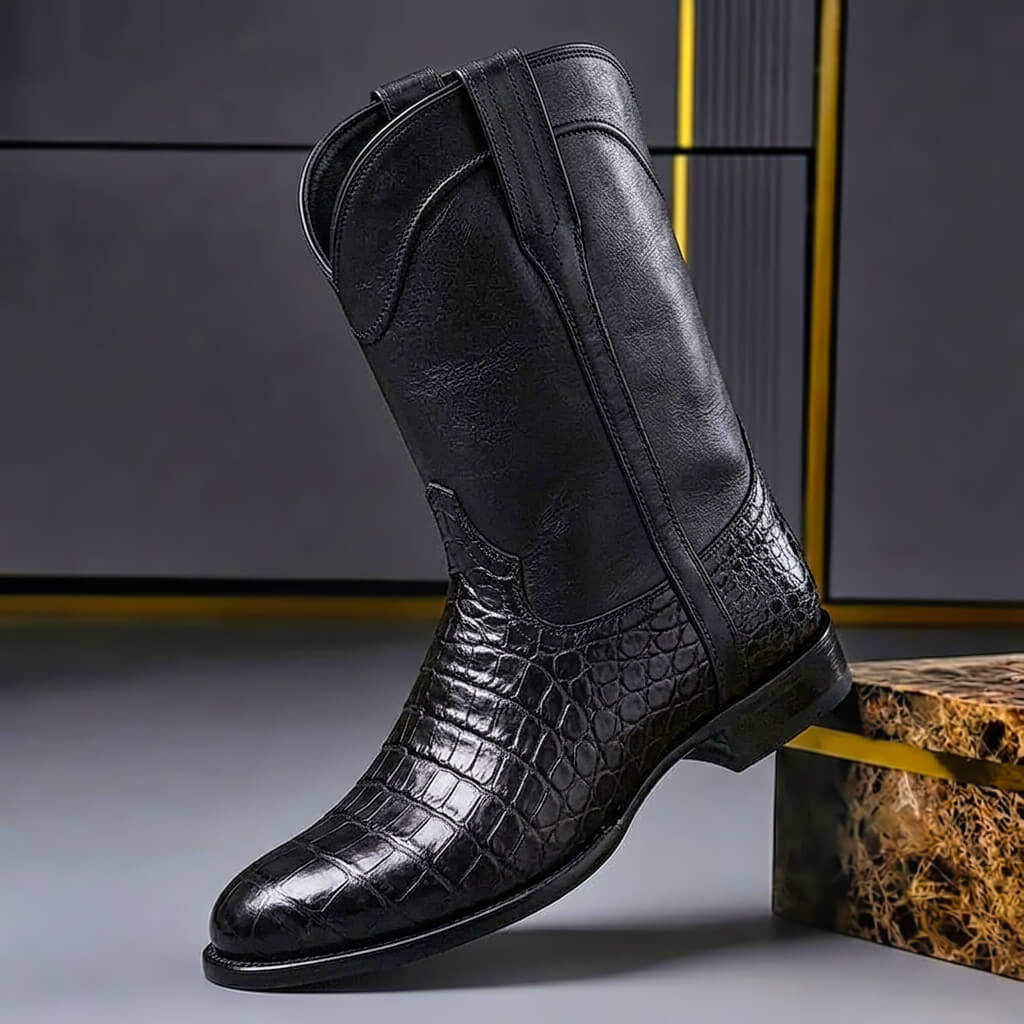 Andrew - Men's Alligator-Textured Leather Western Boots