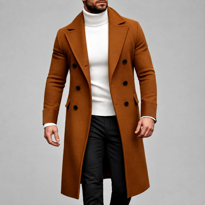 Andrew - Men's Double-Breasted Peak Lapel Long Coat 1