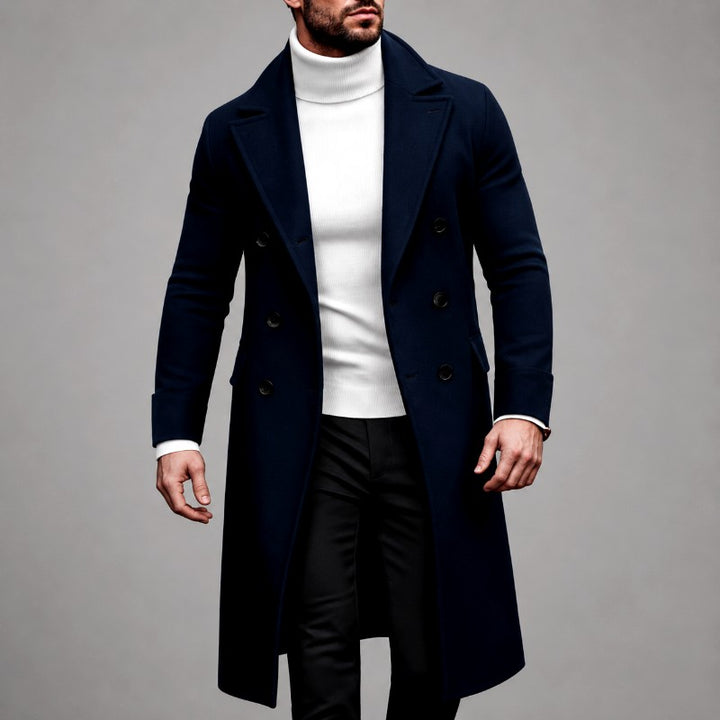 Andrew - Men's Double-Breasted Peak Lapel Long Coat 2