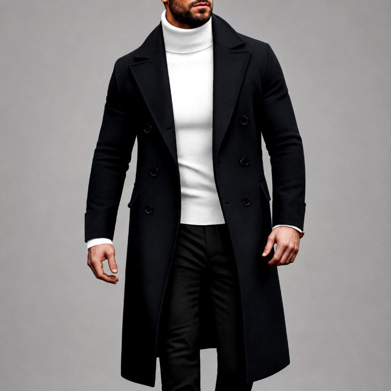 Andrew - Men's Double-Breasted Peak Lapel Long Coat 3