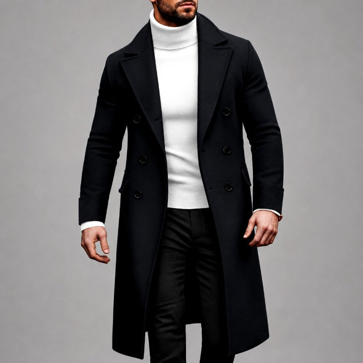 Andrew - Men's Double-Breasted Peak Lapel Long Coat 3