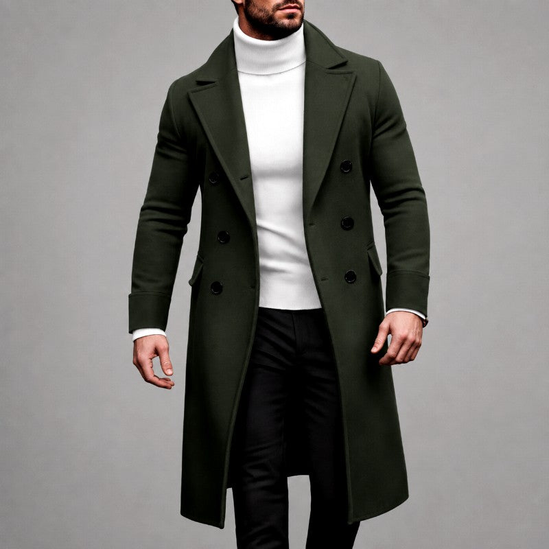 Andrew - Men's Double-Breasted Peak Lapel Long Coat 4