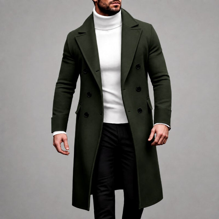 Andrew - Men's Double-Breasted Peak Lapel Long Coat 4