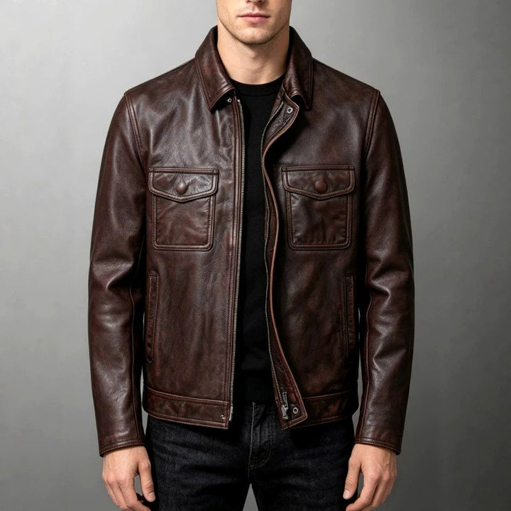 Andrew - Men's Leather Jacket with Flap Pockets 6