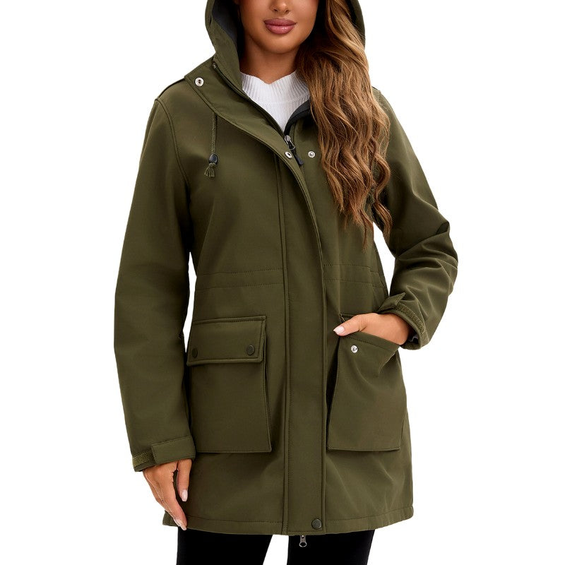 Angeline - Women's Hooded Zip-Up Multi-Pocket Utility Jacket 2