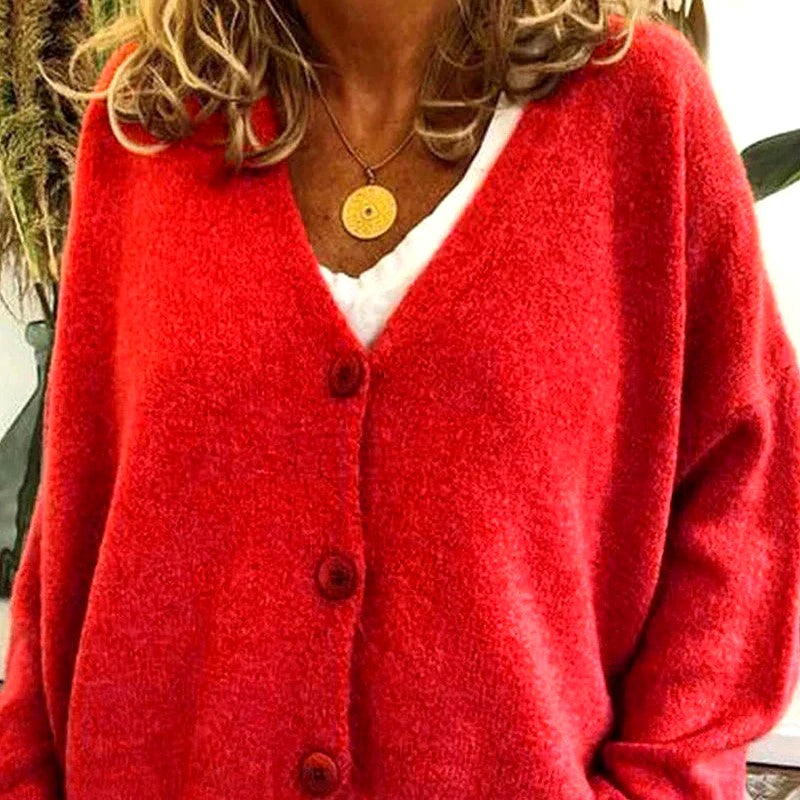 Aoife - Women's V-Neck Button-Front Relaxed Cardigan 6
