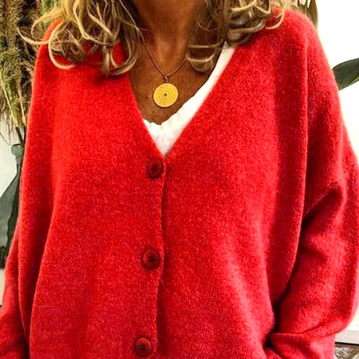 Aoife - Women's V-Neck Button-Front Relaxed Cardigan 6