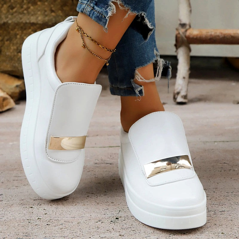 Ariel - Women's Gold Bar Slip-On Platform Shoes
