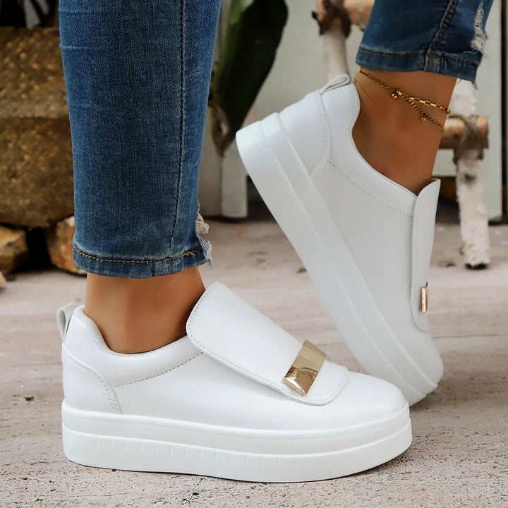 Ariel - Women's Gold Bar Slip-On Platform Shoes