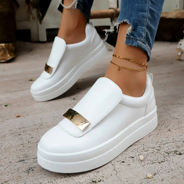 Ariel - Women's Gold Bar Slip-On Platform Shoes