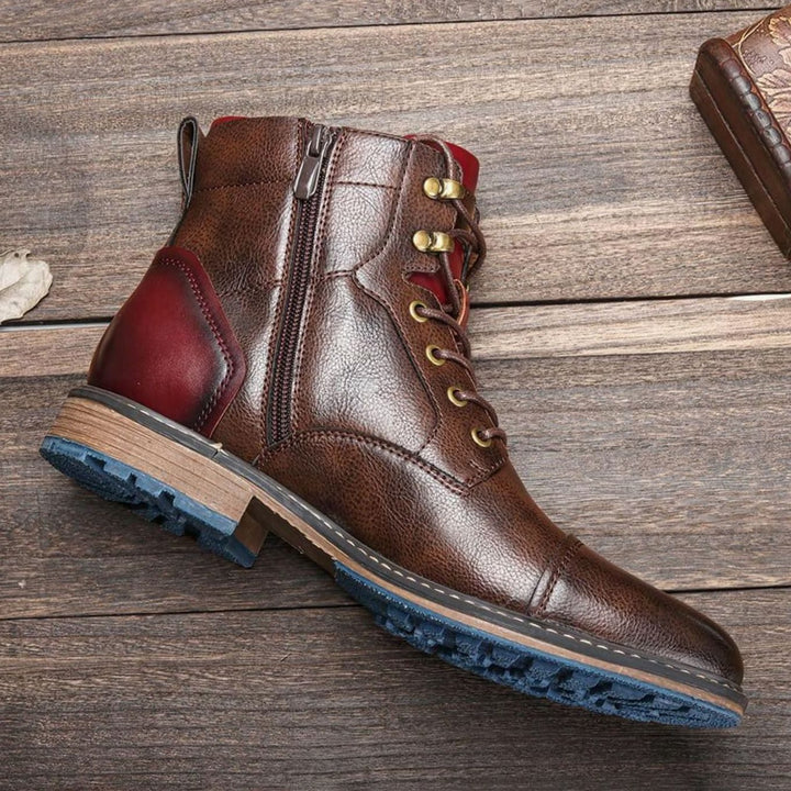 Arjen - Men's Lace-Up Cap-Toe Leather Ankle Boots