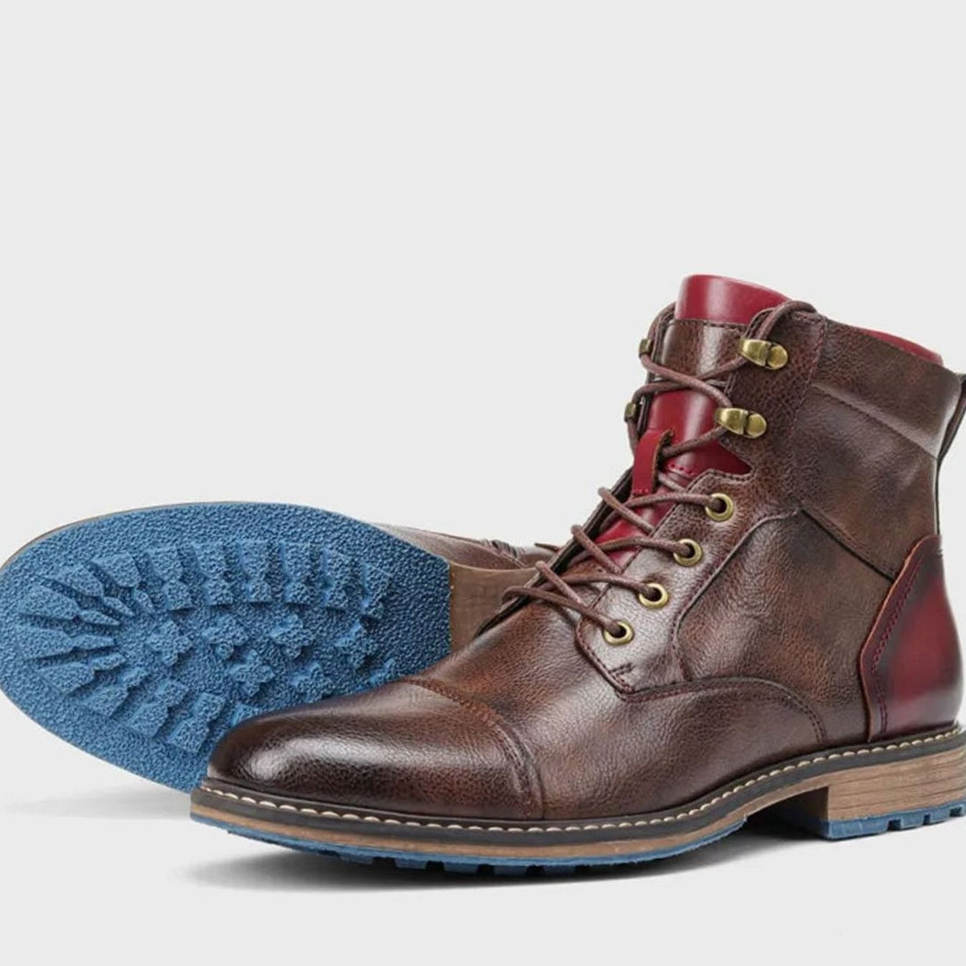 Arjen - Men's Lace-Up Cap-Toe Leather Ankle Boots