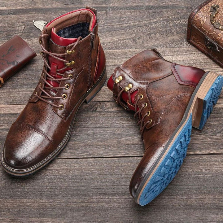 Arjen - Men's Lace-Up Cap-Toe Leather Ankle Boots