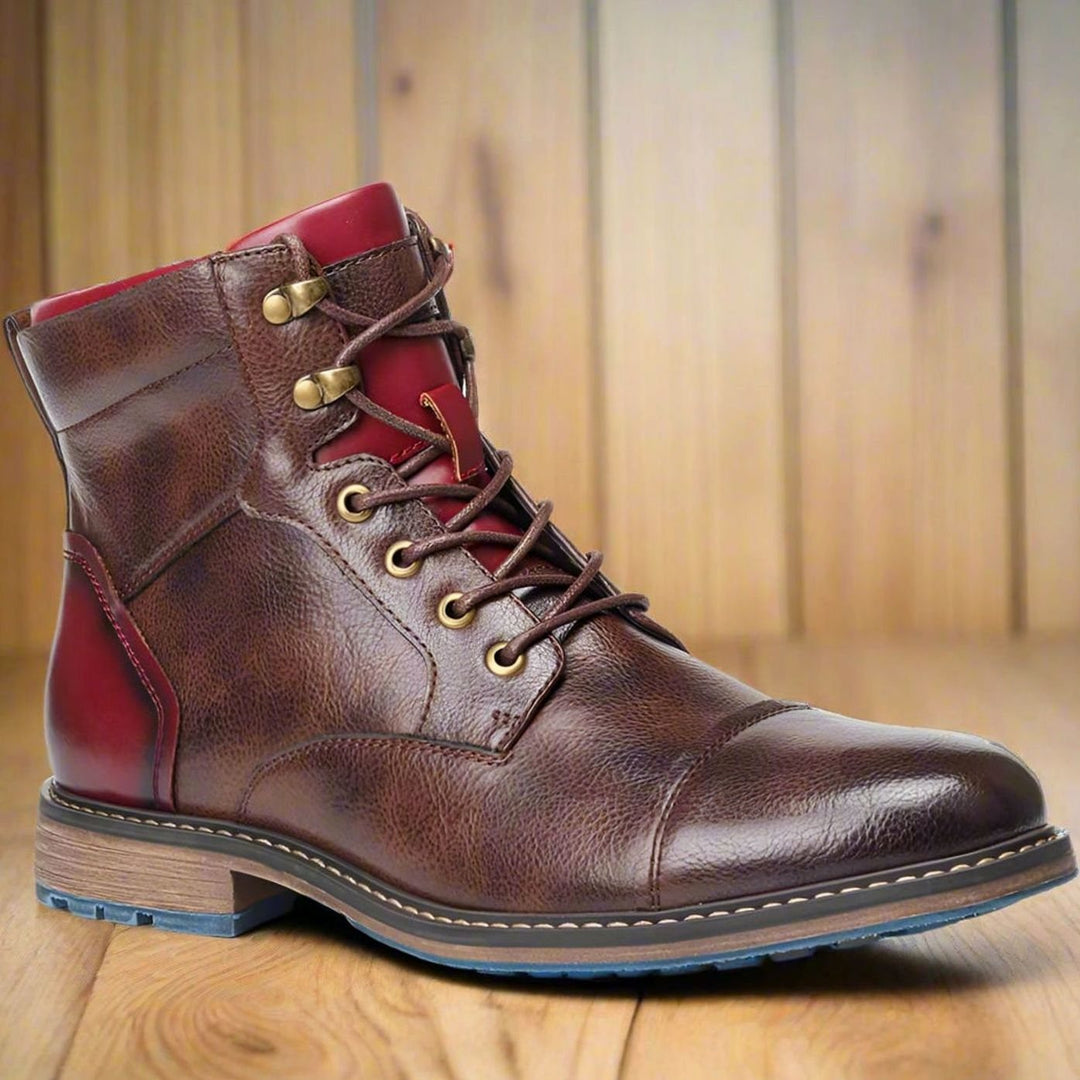 Arjen - Men's Lace-Up Cap-Toe Leather Ankle Boots