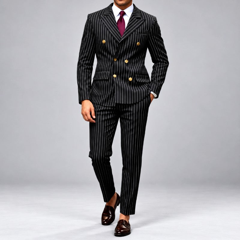 Arman - Men's Pinstripe Double-Breasted Suit Set 1