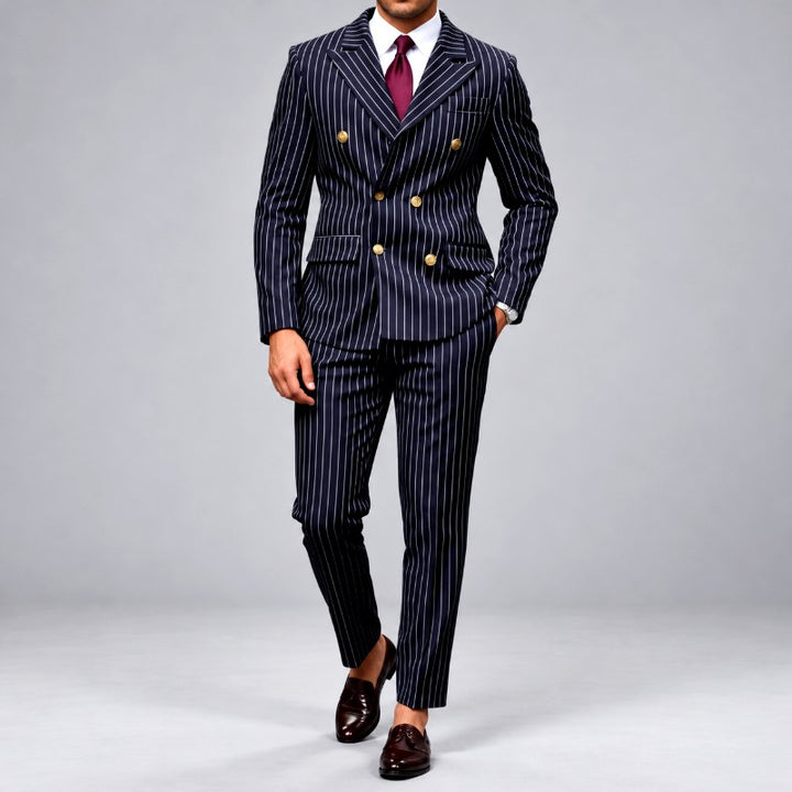 Arman - Men's Pinstripe Double-Breasted Suit Set 3