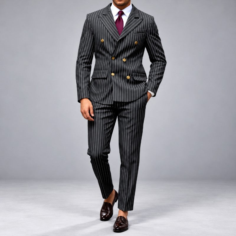 Arman - Men's Pinstripe Double-Breasted Suit Set 4