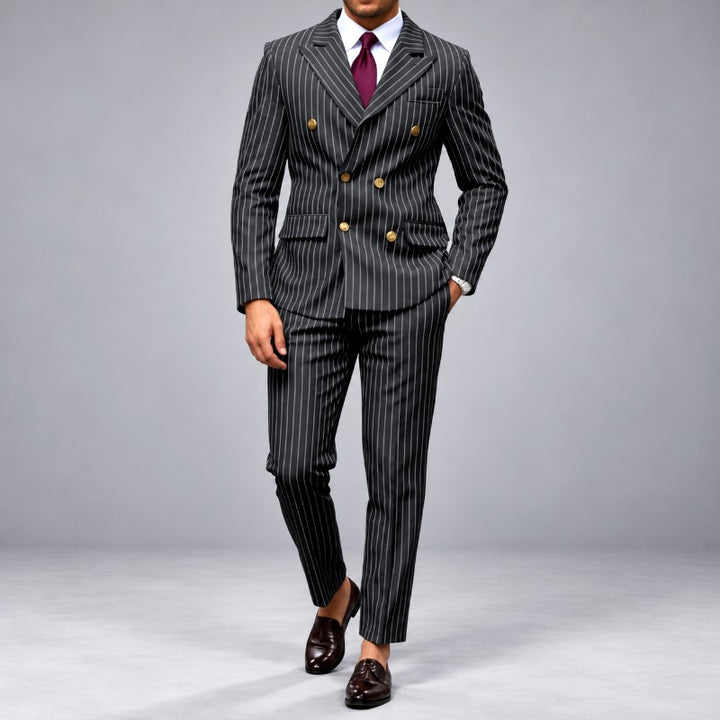 Arman - Men's Pinstripe Double-Breasted Suit Set 4