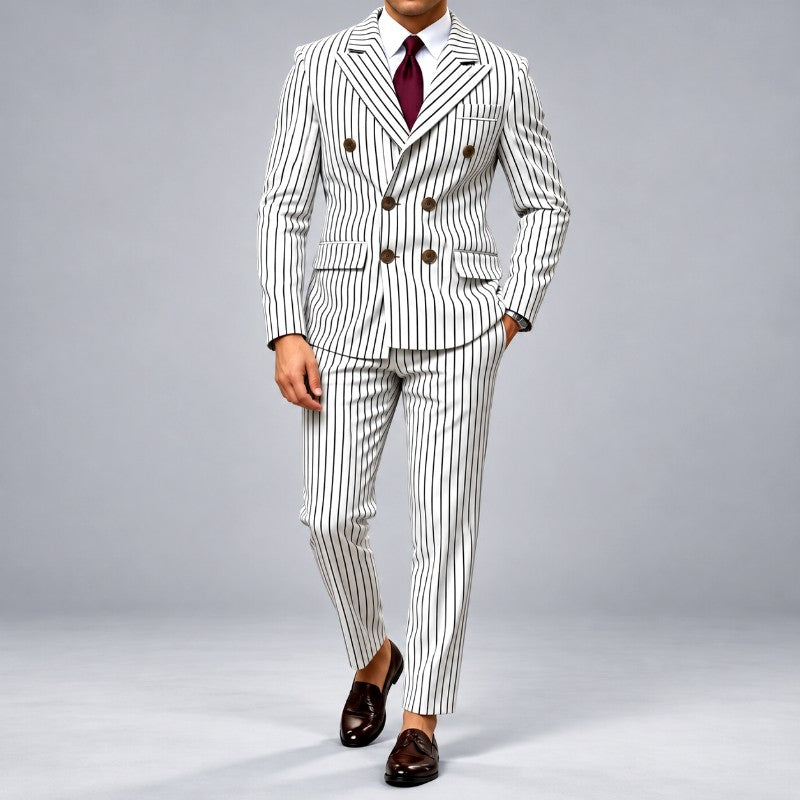 Arman - Men's Pinstripe Double-Breasted Suit Set 5
