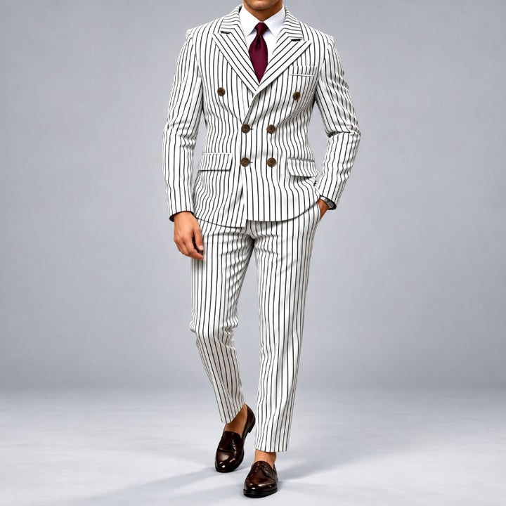 Arman - Men's Pinstripe Double-Breasted Suit Set 5