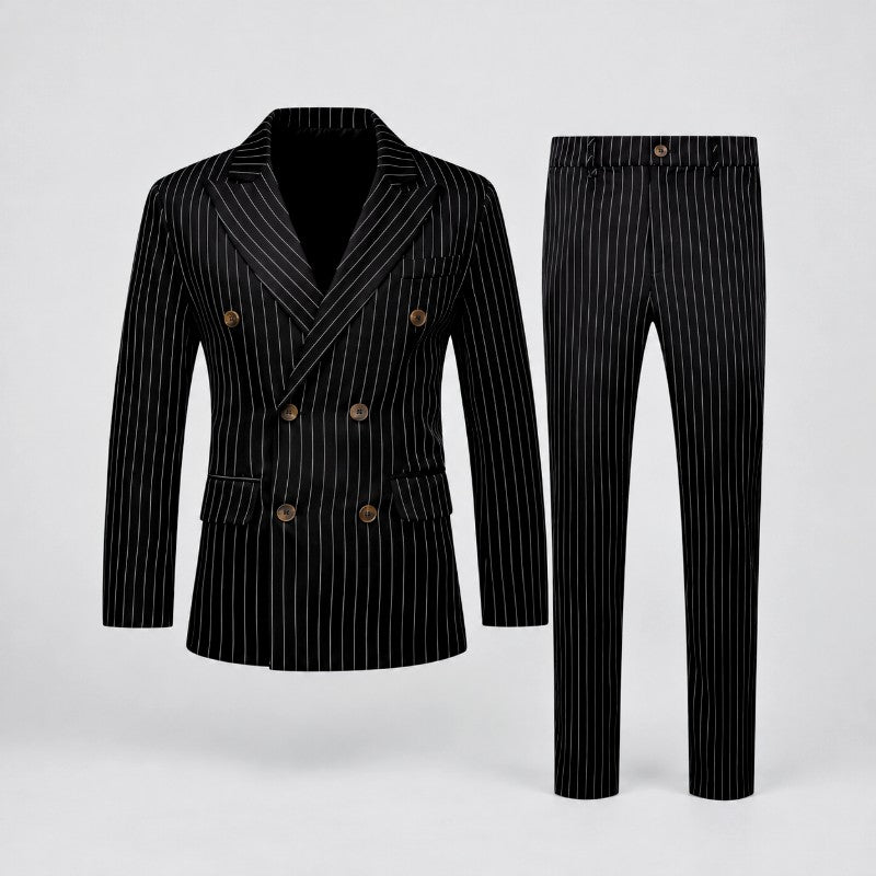 Arman - Men's Pinstripe Double-Breasted Suit Set 6