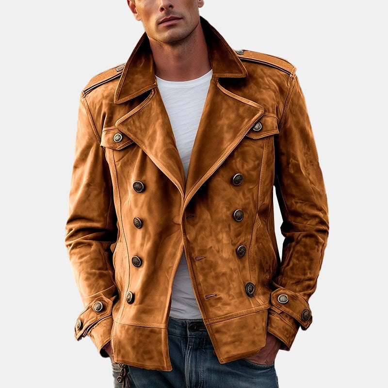 Armand - Men's Faux Suede Double-Breasted Trench Jacket 1