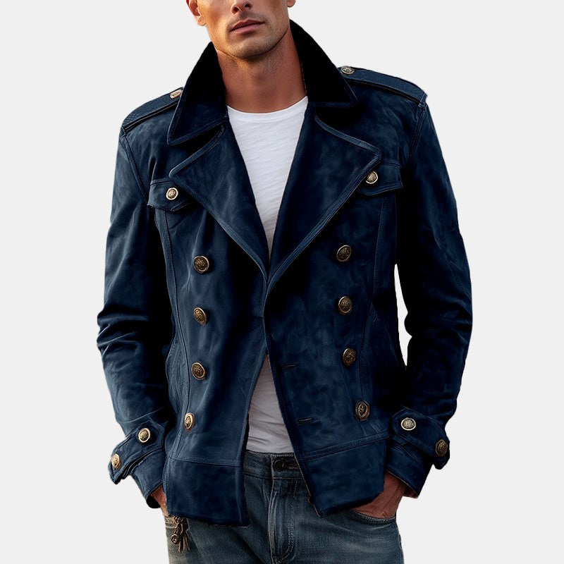 Armand - Men's Faux Suede Double-Breasted Trench Jacket 2