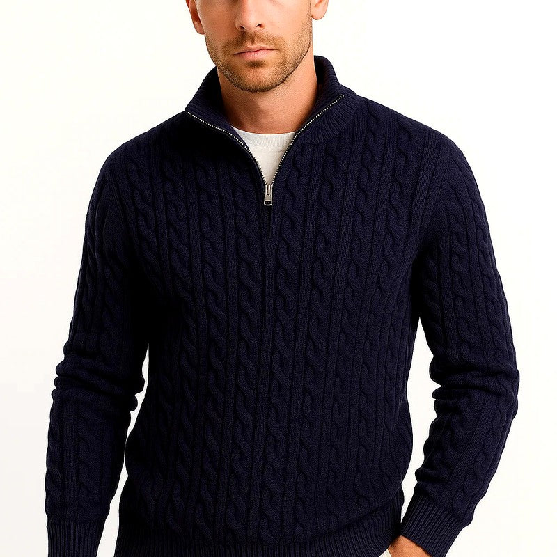 Arsenio - Men's Cable Quarter-Zip Long Sleeve Sweater 2
