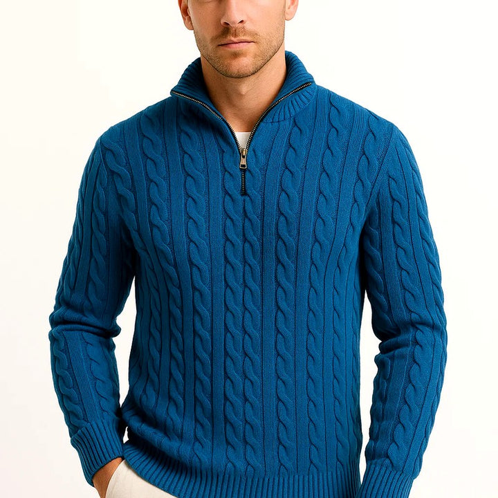 Arsenio - Men's Cable Quarter-Zip Long Sleeve Sweater 6