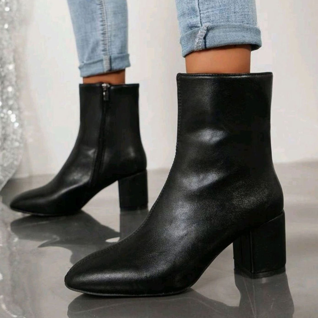 Audrey - Women's Pointed-Toe Block Heel Ankle Boots 