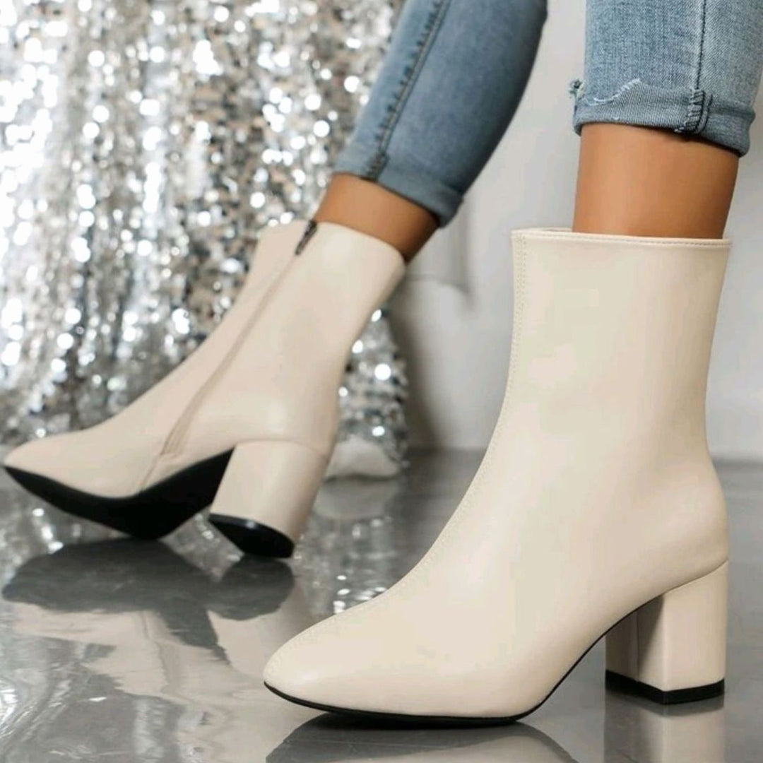 Audrey - Women's Pointed-Toe Block Heel Ankle Boots 