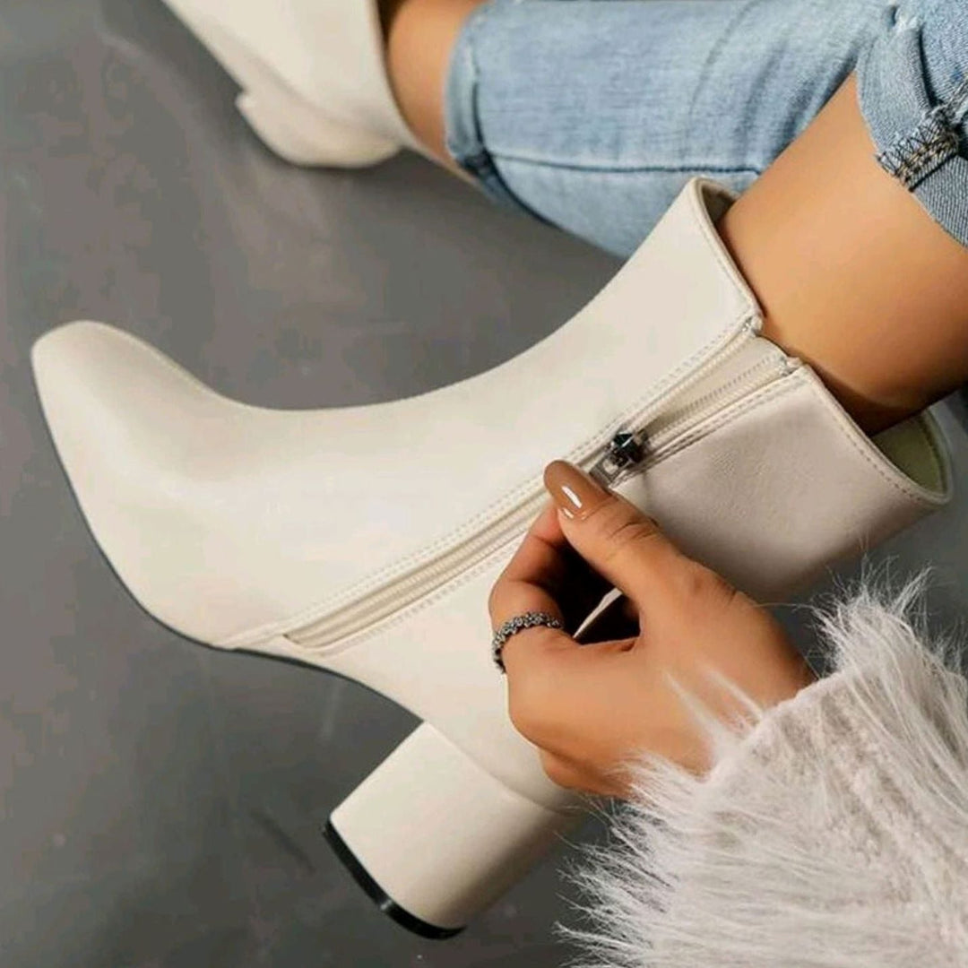 Audrey - Women's Pointed-Toe Block Heel Ankle Boots 